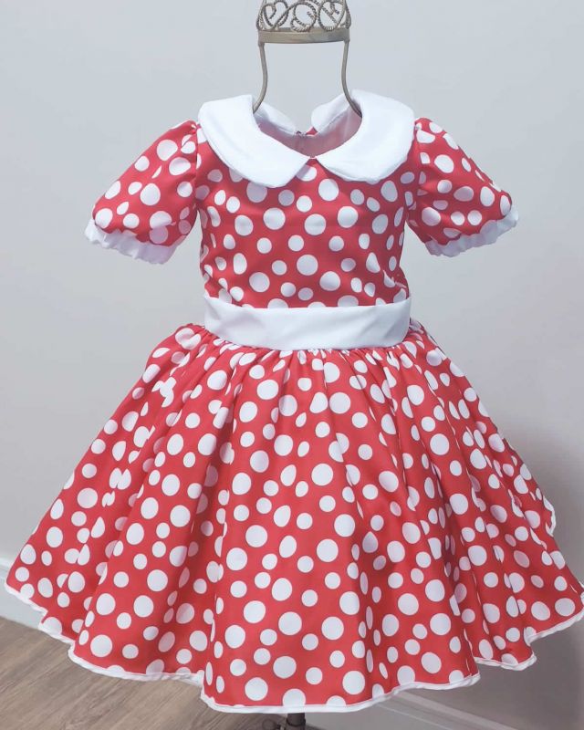 Vestido da Minnie Vermelho e Branco