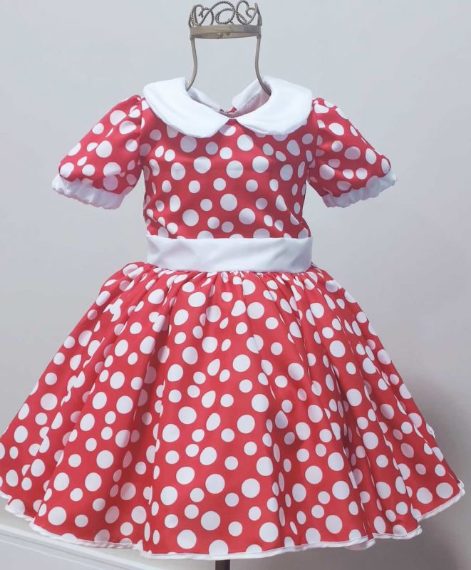 Vestido da Minnie Vermelho e Branco