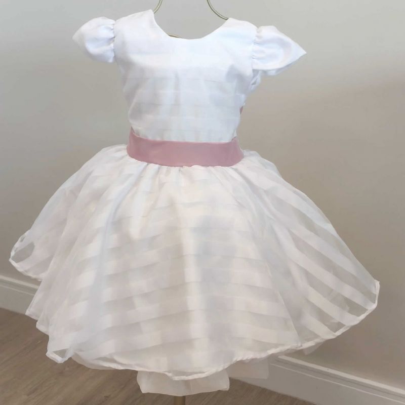 Vestido Infantil Branco e Rose