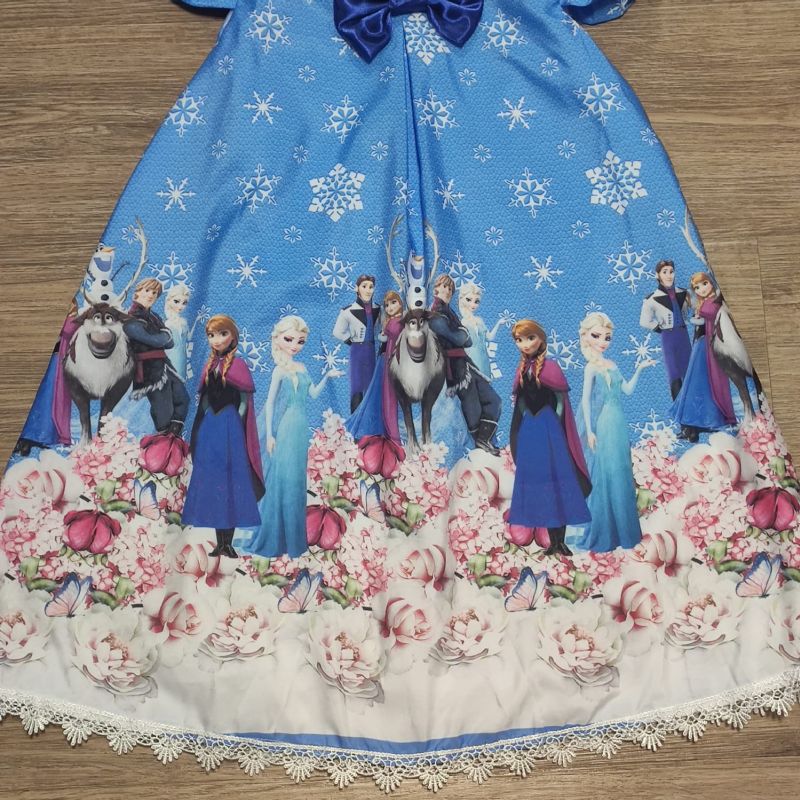 Vestido da Frozen Elsa e Anna Trapzio