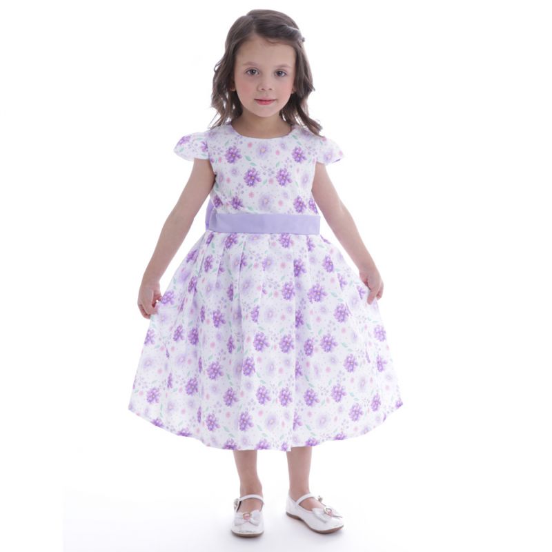 Vestido Infantil Estampado com Flores Lils