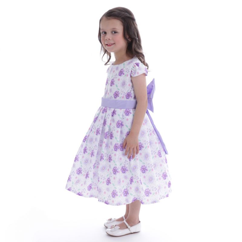 Vestido Infantil Estampado com Flores Lils