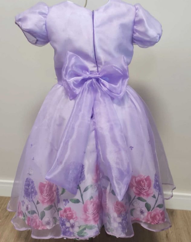 Vestido Infantil Lilas Com Flores