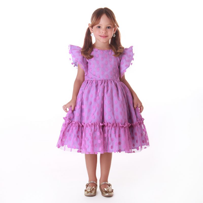 Vestido de Festa Infantil Tule Po Lilas