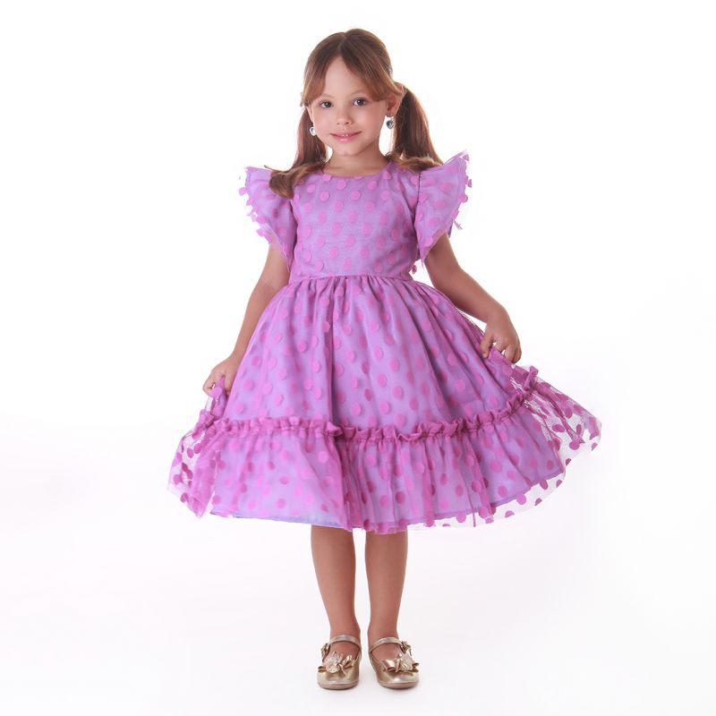 Vestido de Festa Infantil Tule Po Lilas