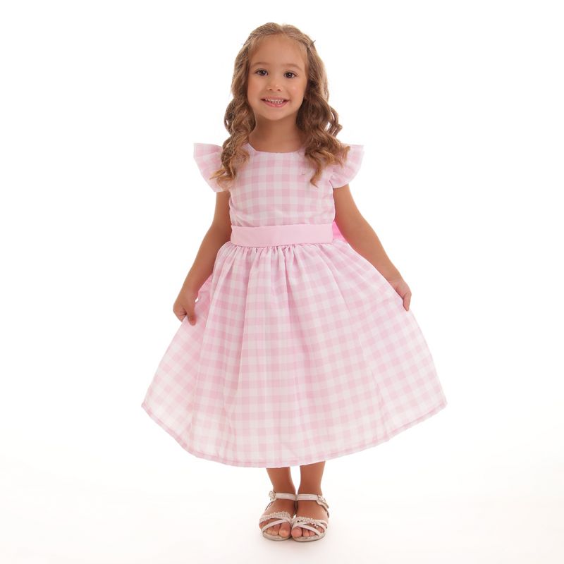 Vestido Xadrez Infantil Rosa