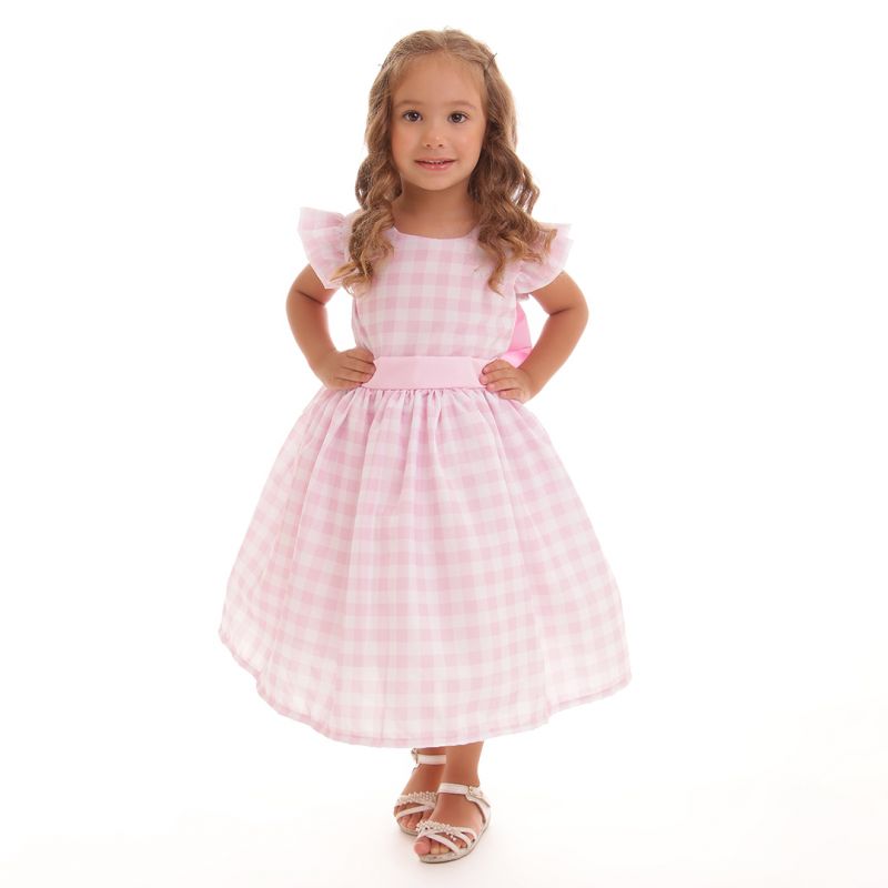 Vestido Xadrez Infantil Rosa