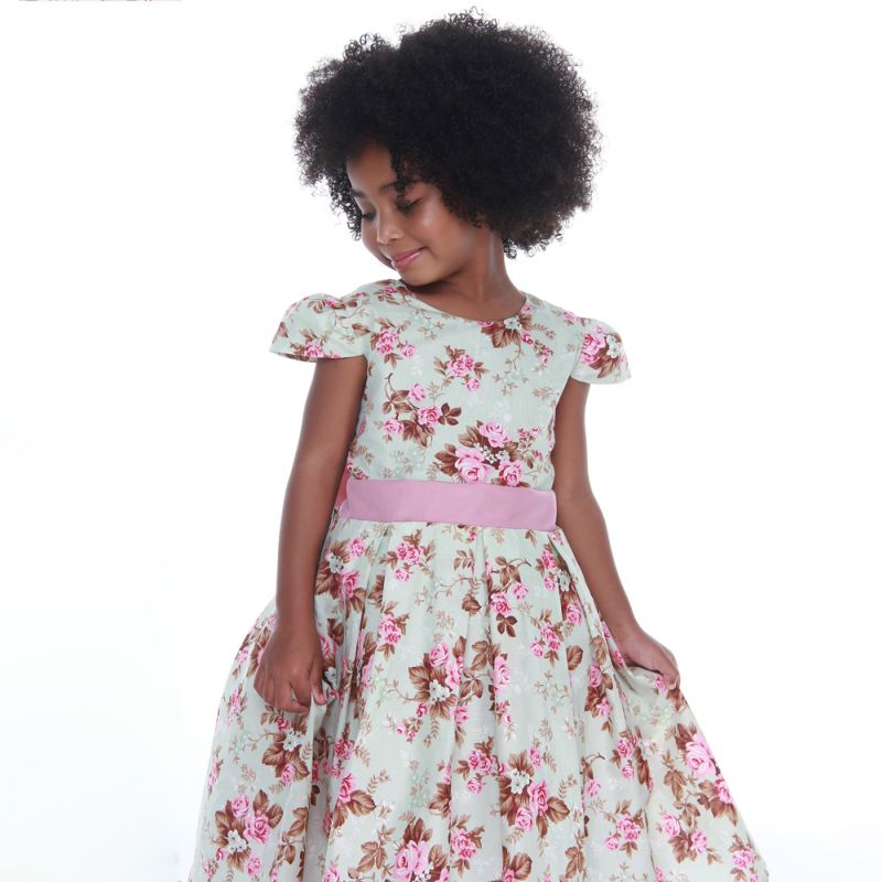 Vestido Infantil Princesa Verde Com Faixa Rose