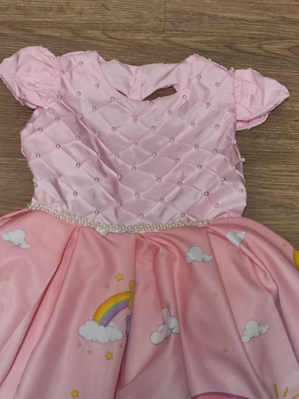 Vestido Infantil Ursinhos Carinhos Rosa Luxo