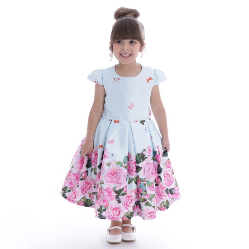 Vestido Infantil para festa de Princesa Floral