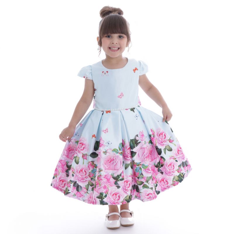 Vestido Infantil para festa de Princesa Floral