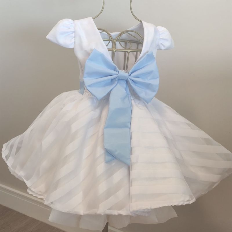 Vestido Infantil Branco com Lao Azul Serenity